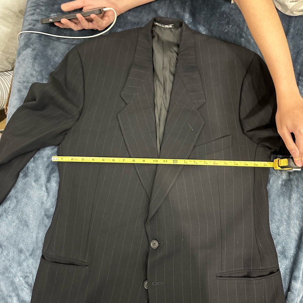 Giorgio Armani Black Pinstripe Suit Jacket - Picture 2 of 7